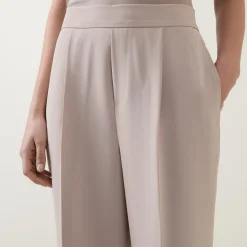 High-Rise Pleated Straight Leg Trousers