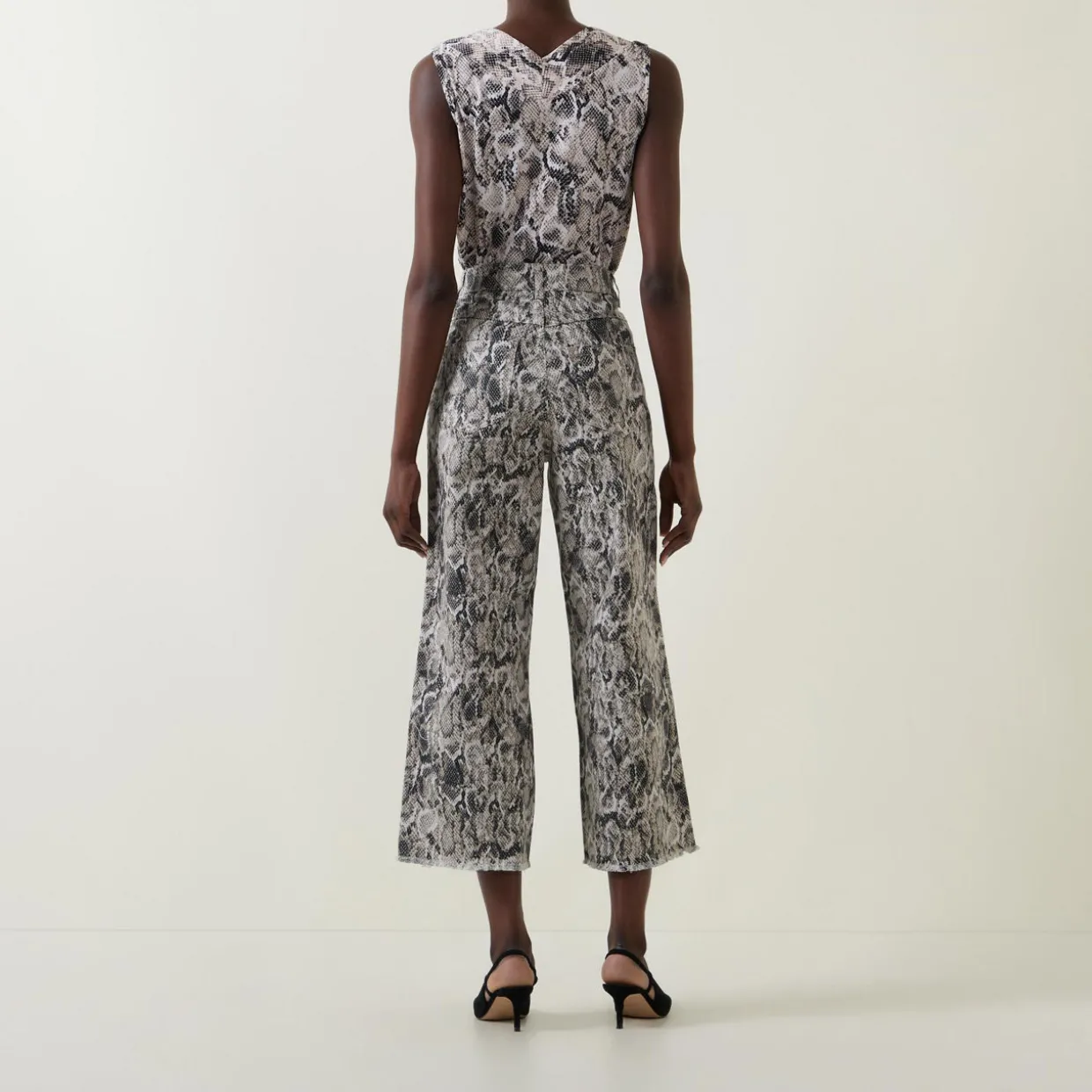 High-Rise Snake Cropped Jeans