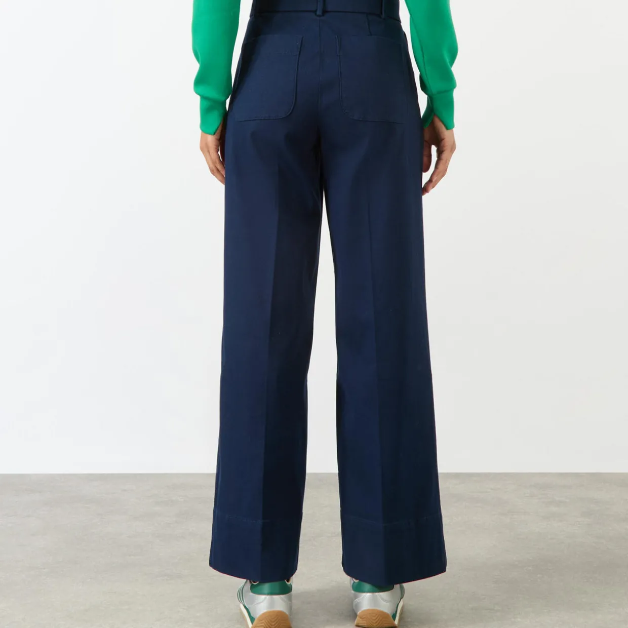High-Rise Wide Leg Twill Trousers