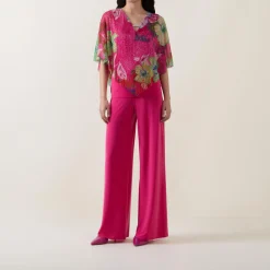 High-Waisted Knitted Wide-Leg Trousers
