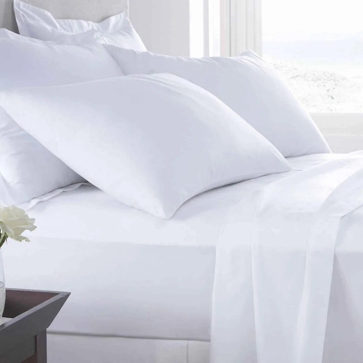 Hotel 400 Thread Count Egyptian Cotton Sateen Fitted Sheet White