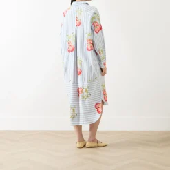 Ihortland Stripe Embroidered Shirt Dress