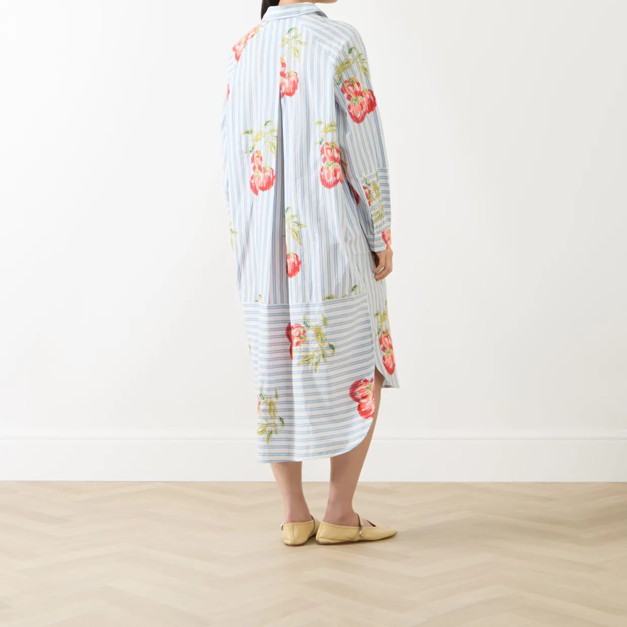 Ihortland Stripe Embroidered Shirt Dress