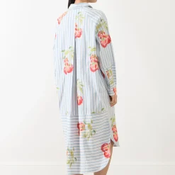 Ihortland Stripe Embroidered Shirt Dress