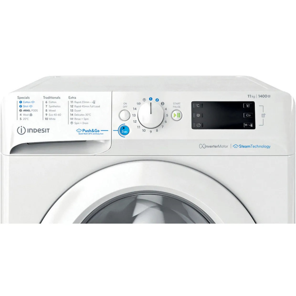 Indesit Washer 11kg White 1400 RPM Innex Push & Go