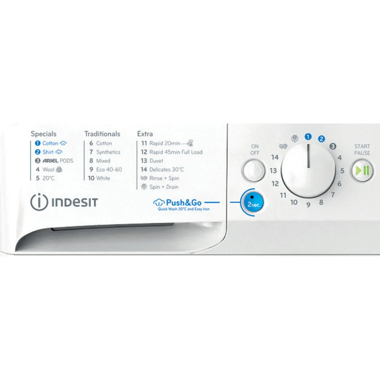 Indesit Washer 11kg White 1400 RPM Innex Push & Go