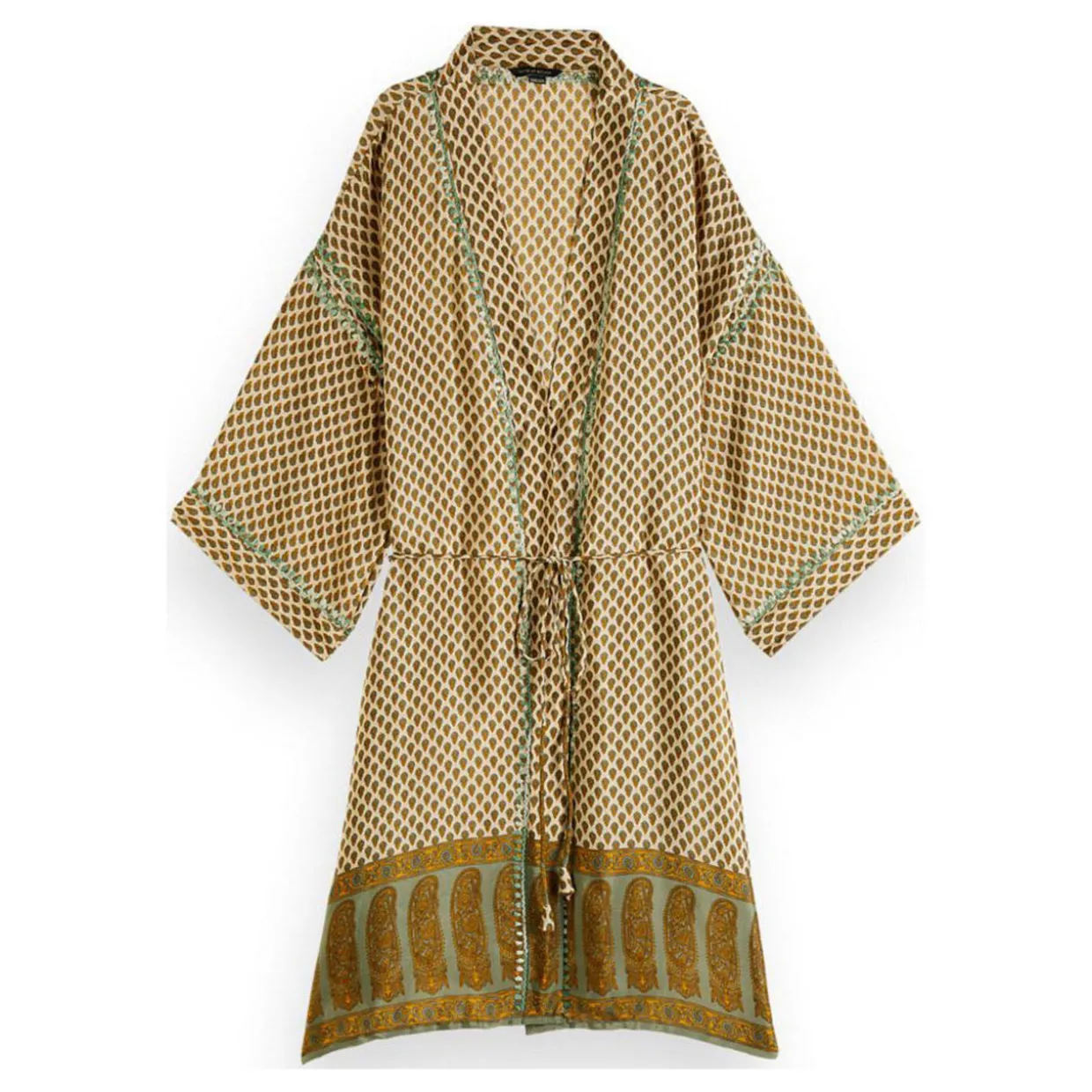 Jaypur Saree Kimono Green Flower