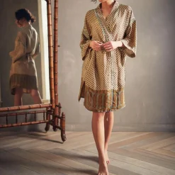 Jaypur Saree Kimono Green Flower