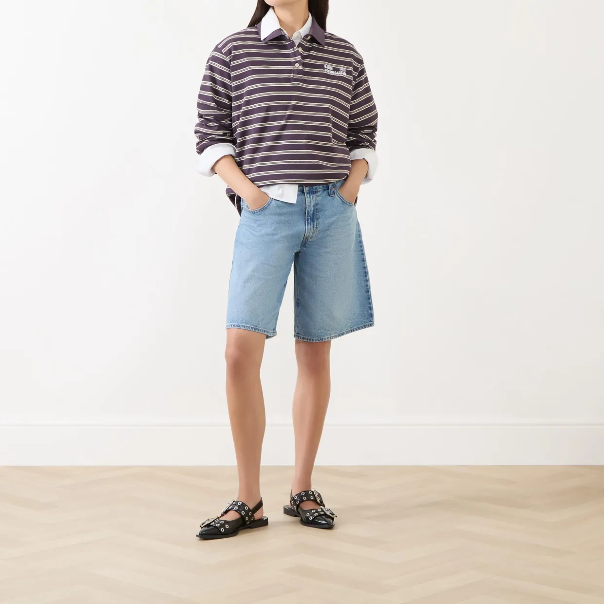 Jeanne Logo Stripe Polo Shirt