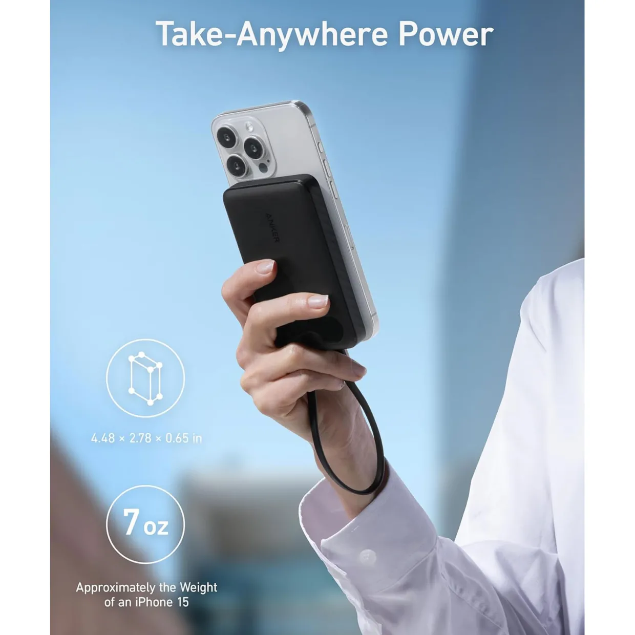 10K PD Power Bank with Usb C-C Cable 22.5 Watt Black