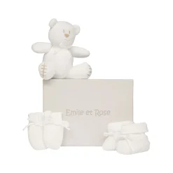 Kelsey Three-Piece Booties, Mitts & Bunny Gift Set