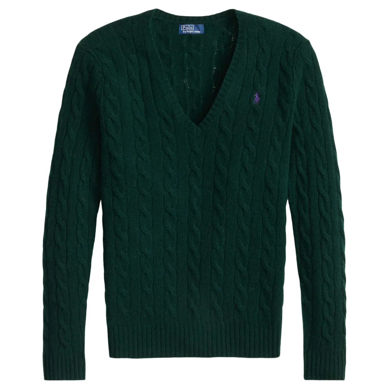 Kimberly Pony Player Logo Cable Knit Sweater
