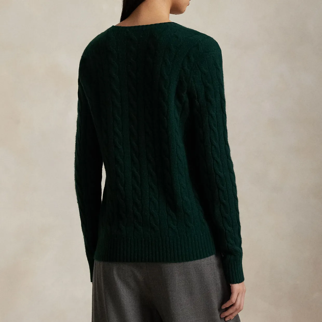 Kimberly Pony Player Logo Cable Knit Sweater