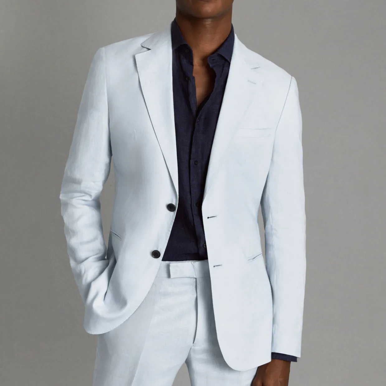 Kin Single-Breasted Linen Blazer