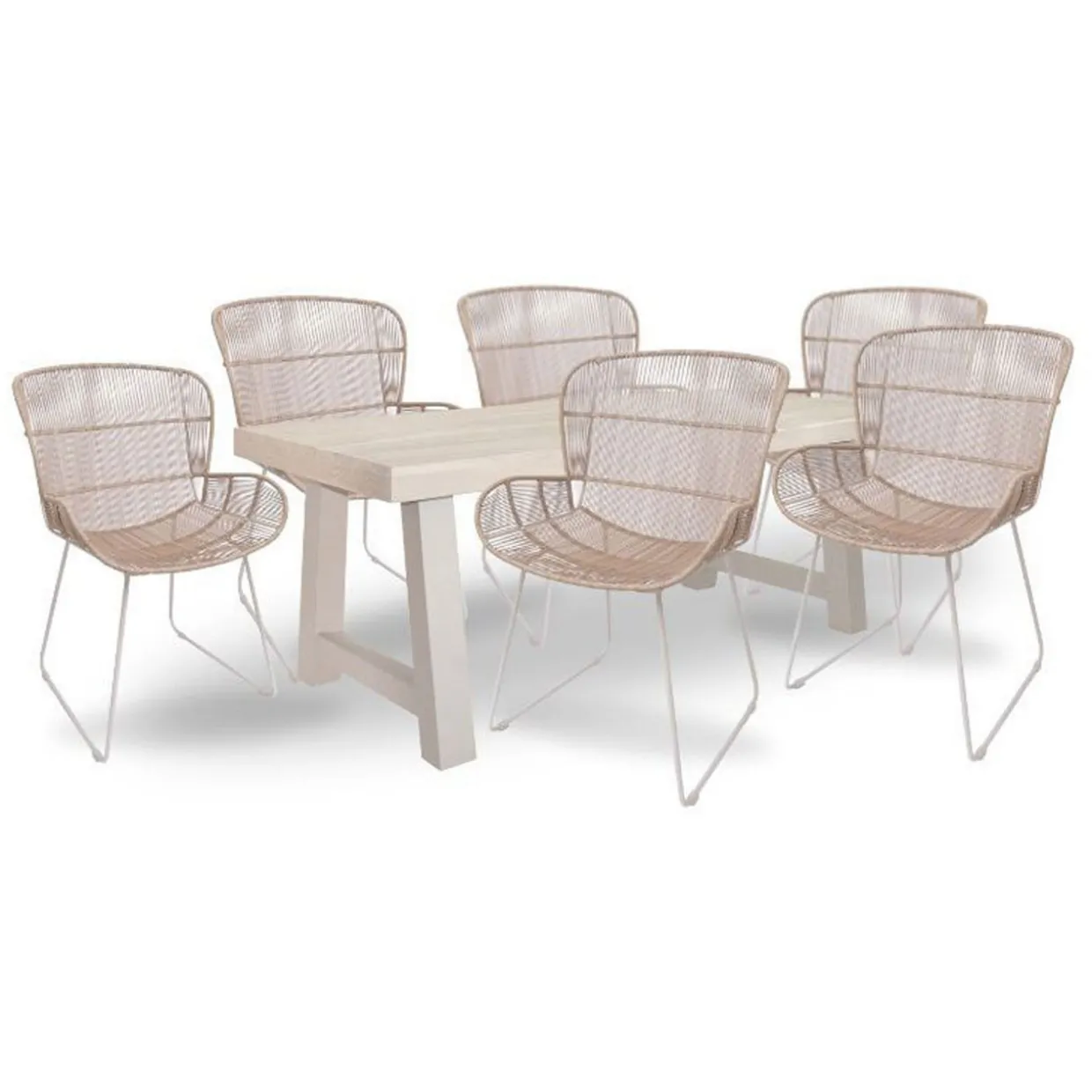 Kingsville Garden Dining Set Linen 195cm