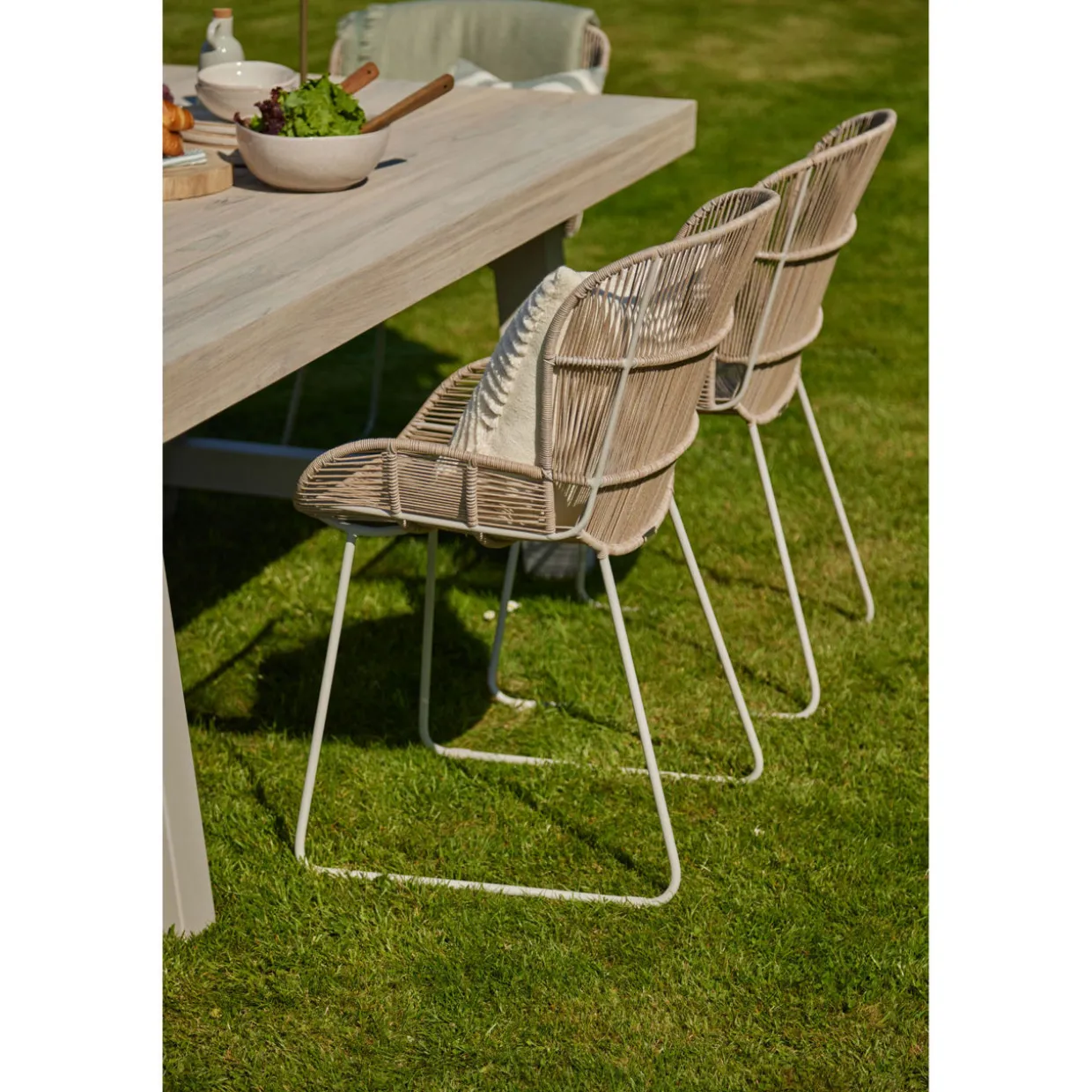 Kingsville Garden Dining Set Linen 195cm