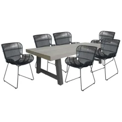 Kingsville Garden Dining Set Graphite Lava 195cm