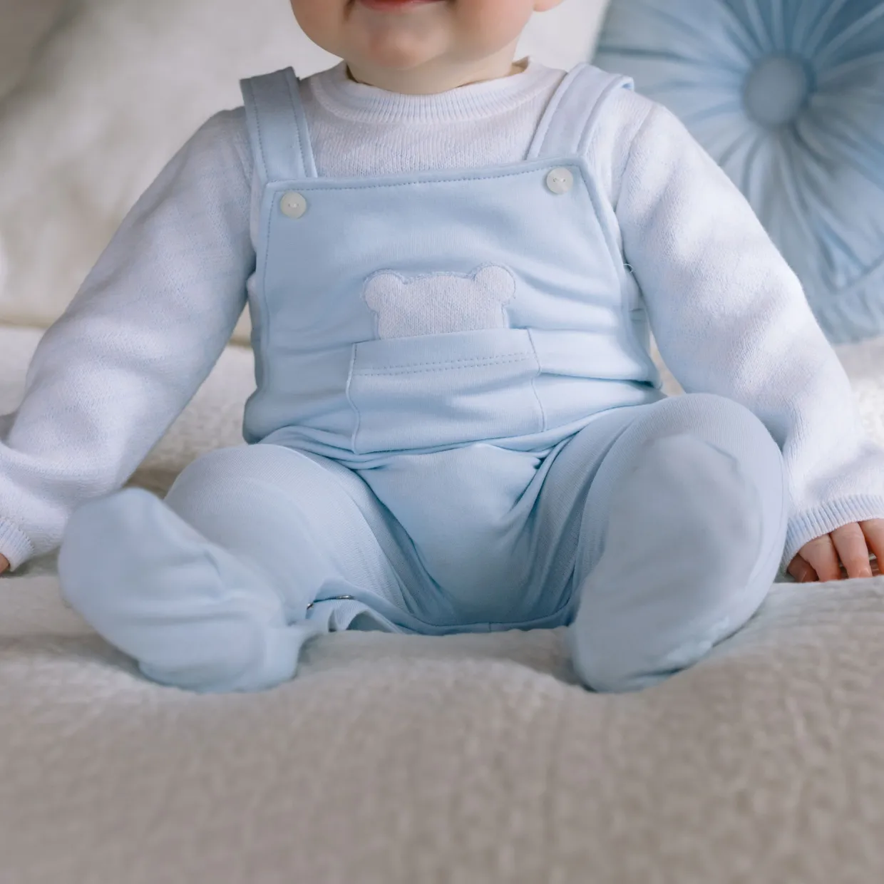 Kit Diamond Check Teddy Mock Dungaree Babygrow