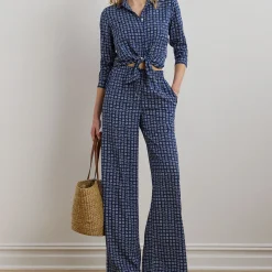 Kristy Geo-Print Crepe Shirt