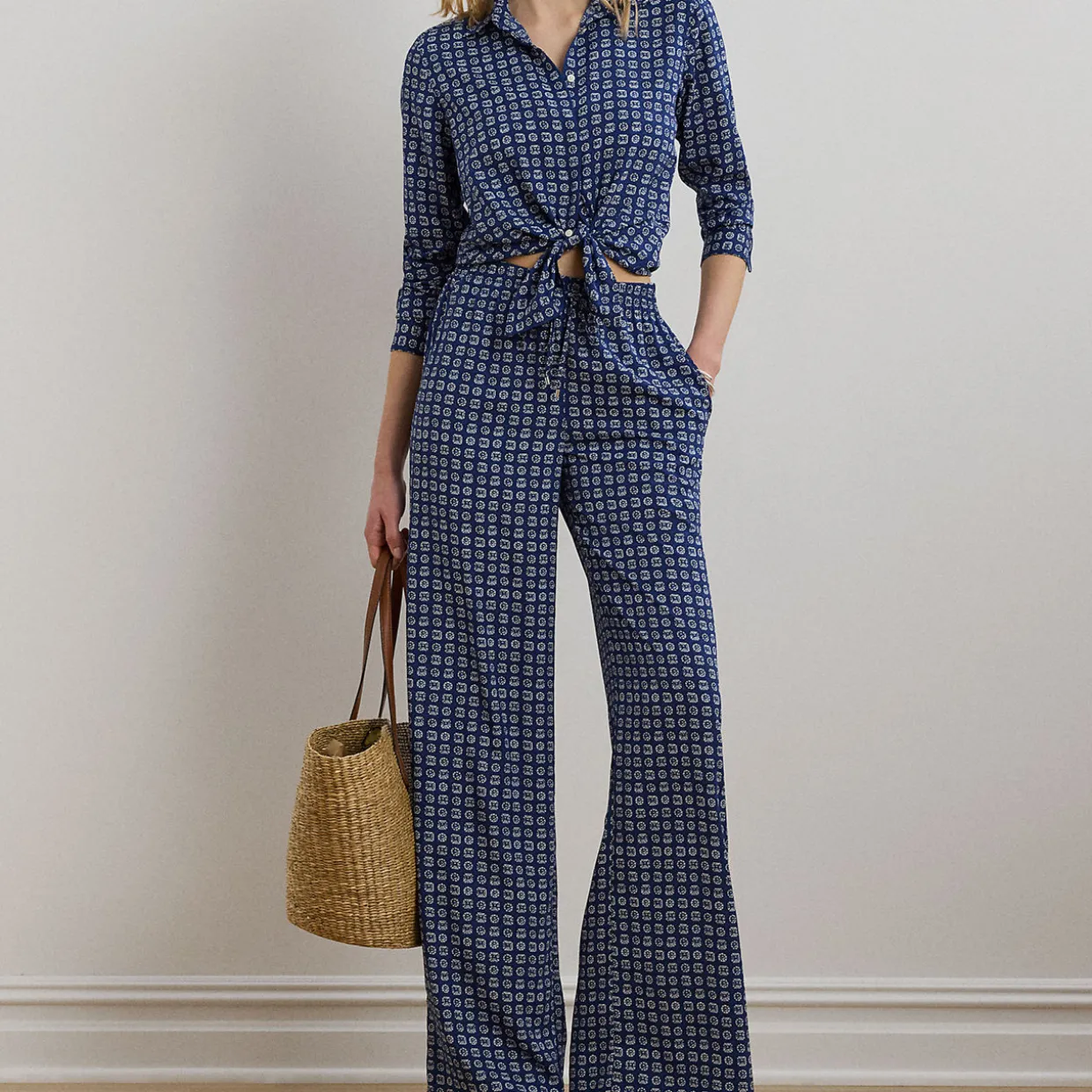 Kristy Geo-Print Crepe Shirt