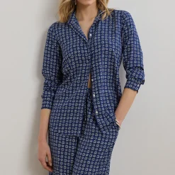 Kristy Geo-Print Crepe Shirt