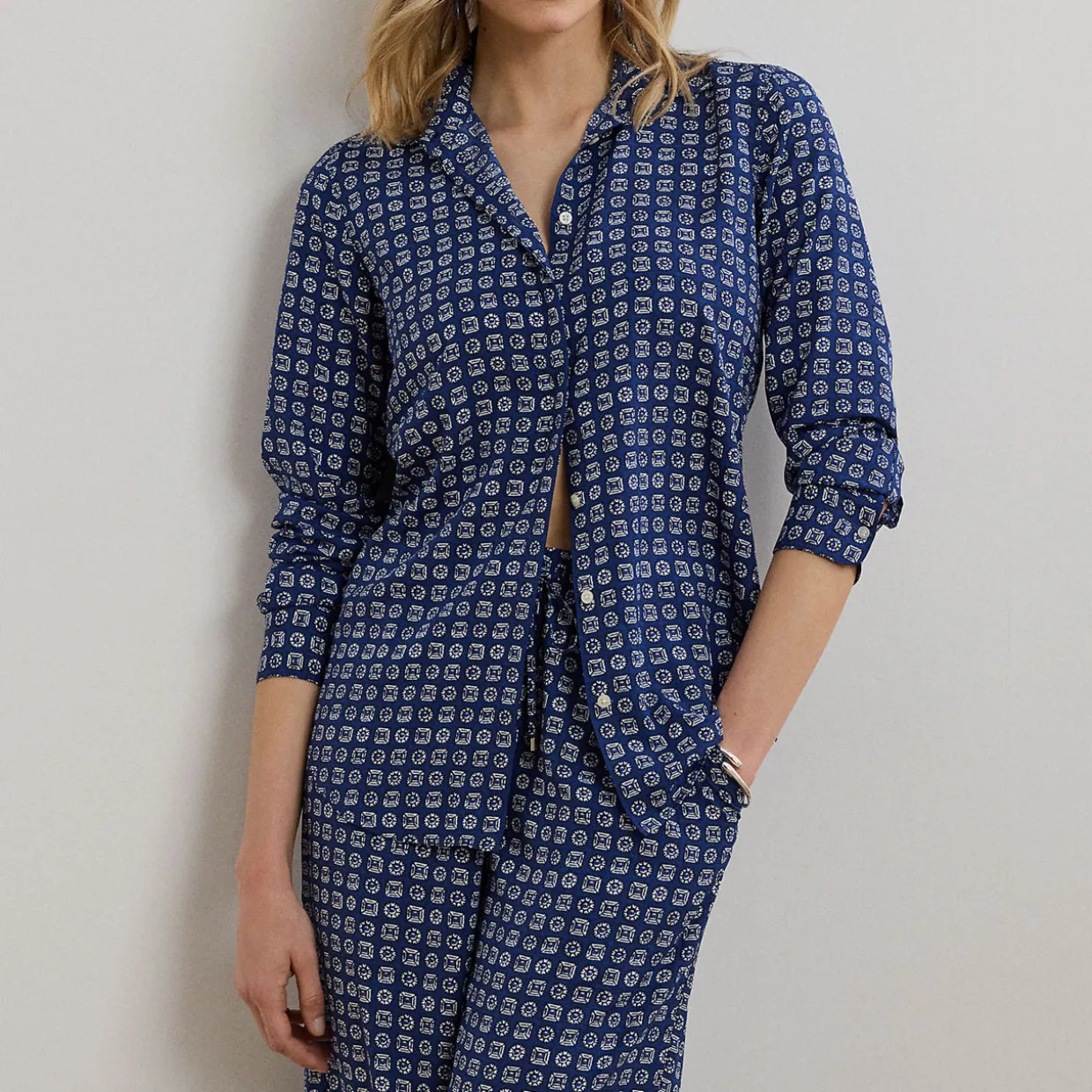 Kristy Geo-Print Crepe Shirt