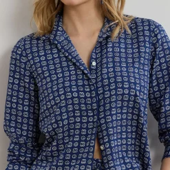 Kristy Geo-Print Crepe Shirt