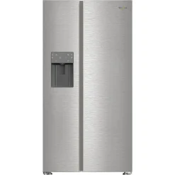 578L Plumbed Ice and Water 2 Door American Fridge Freezer Pearl Inox