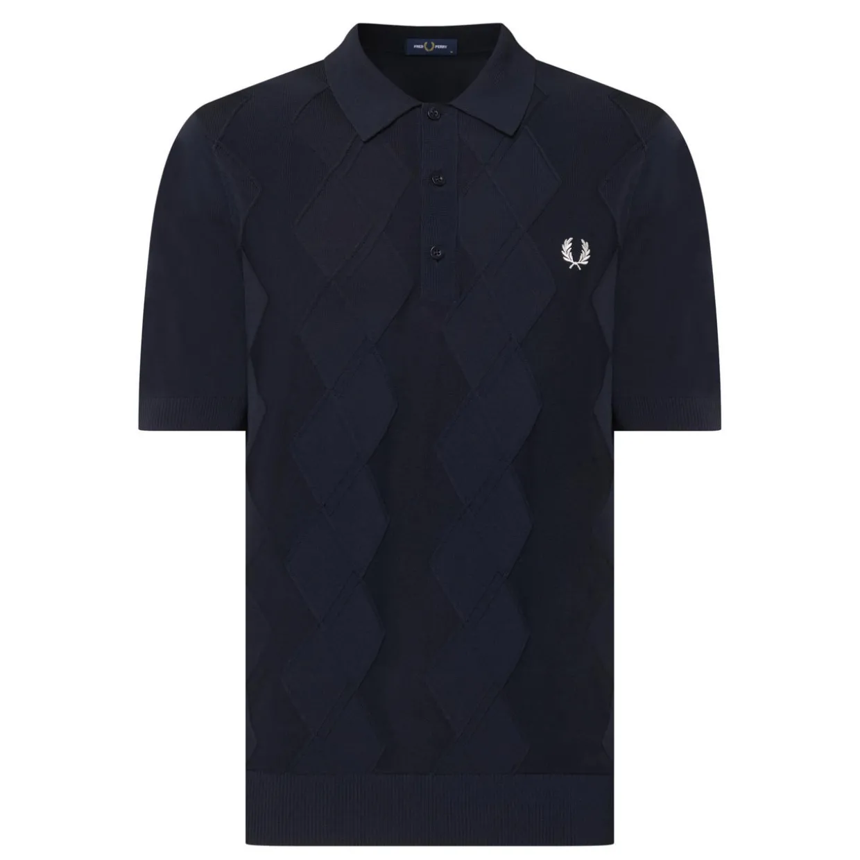 Laurel Wreath Logo Cable-Knit Polo Shirt
