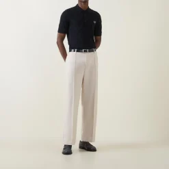 Laurel Wreath Logo Cable-Knit Polo Shirt
