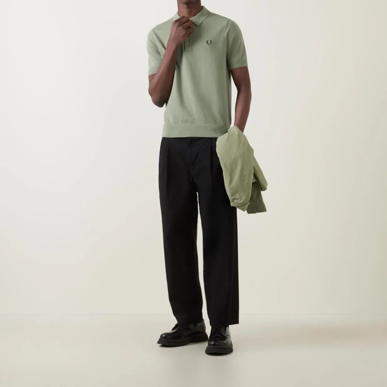 Laurel Wreath Logo Knitted Polo Shirt