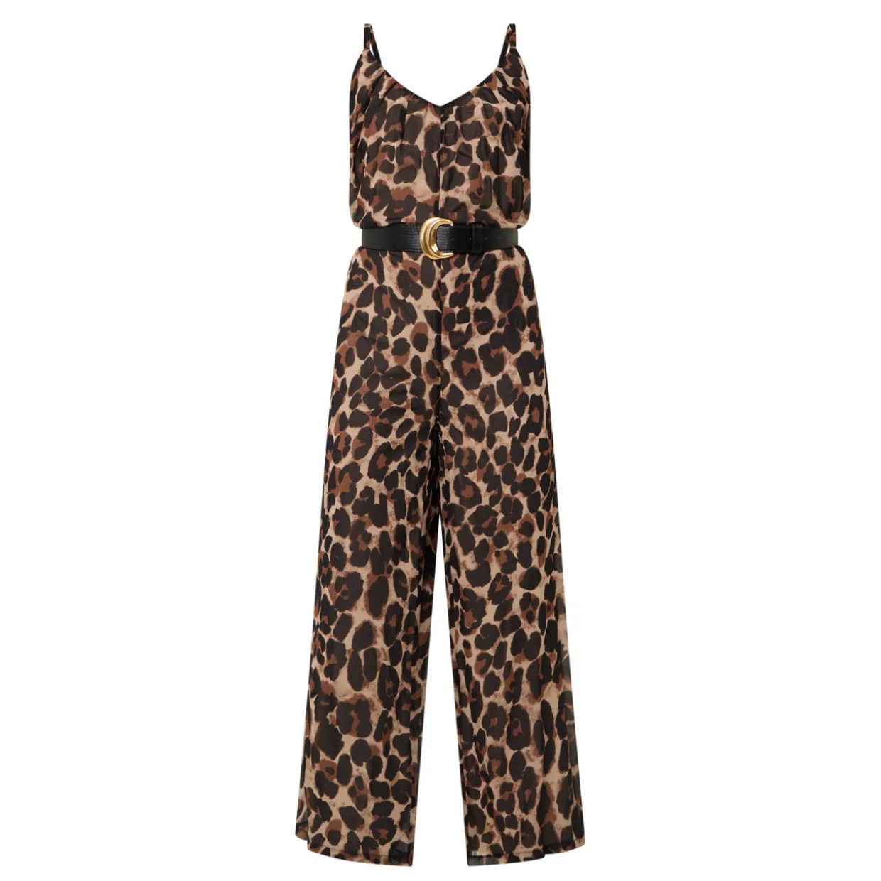 Leopard Print Belted Jumpsuit