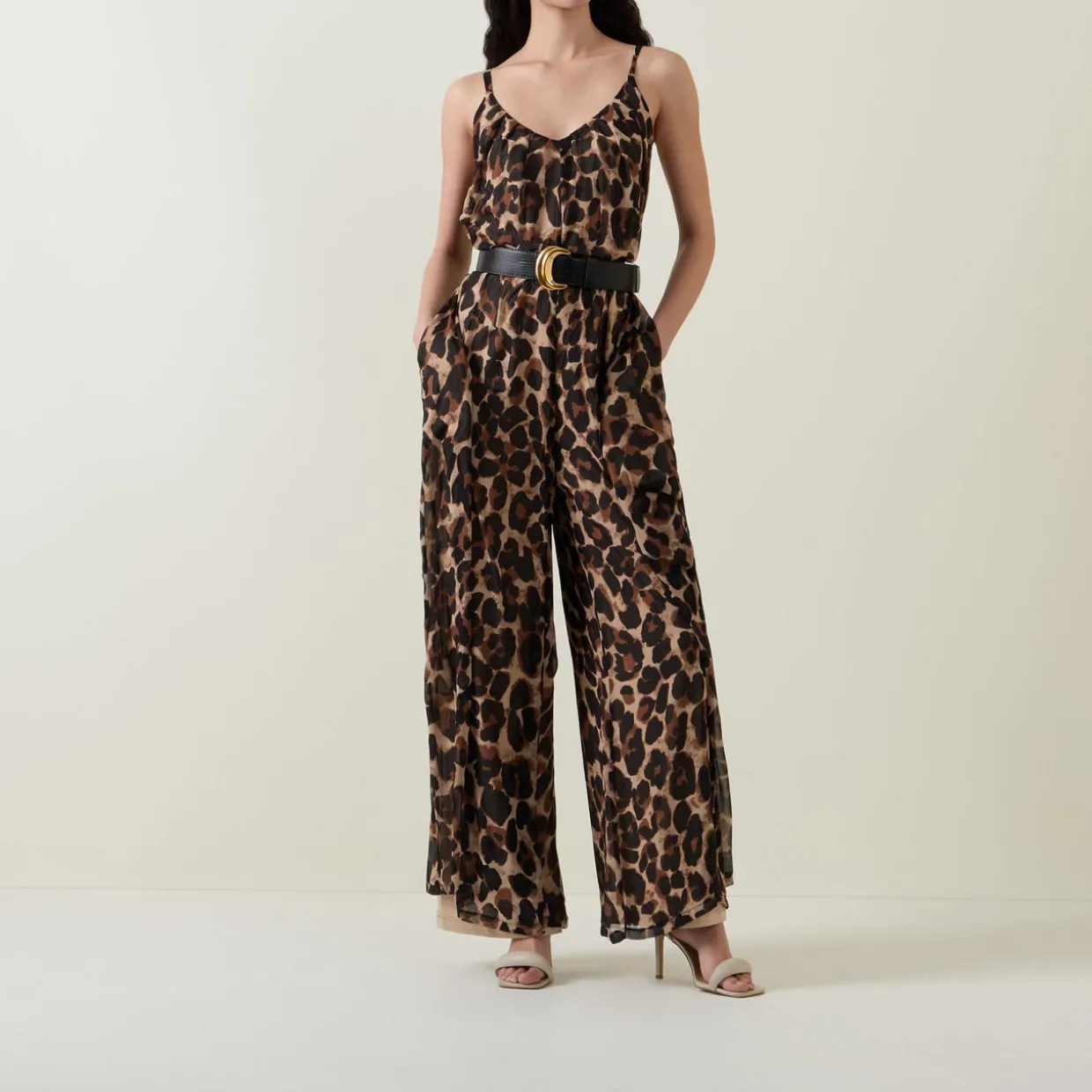 Leopard Print Belted Jumpsuit