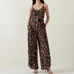 Leopard Print Belted Jumpsuit