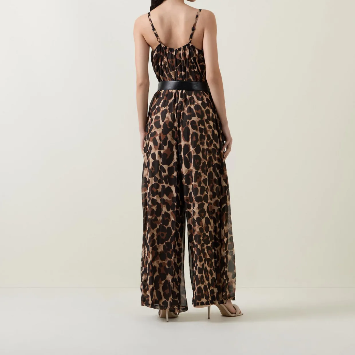 Leopard Print Belted Jumpsuit