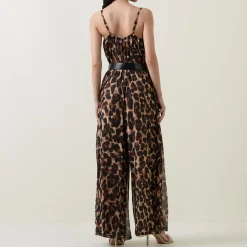 Leopard Print Belted Jumpsuit