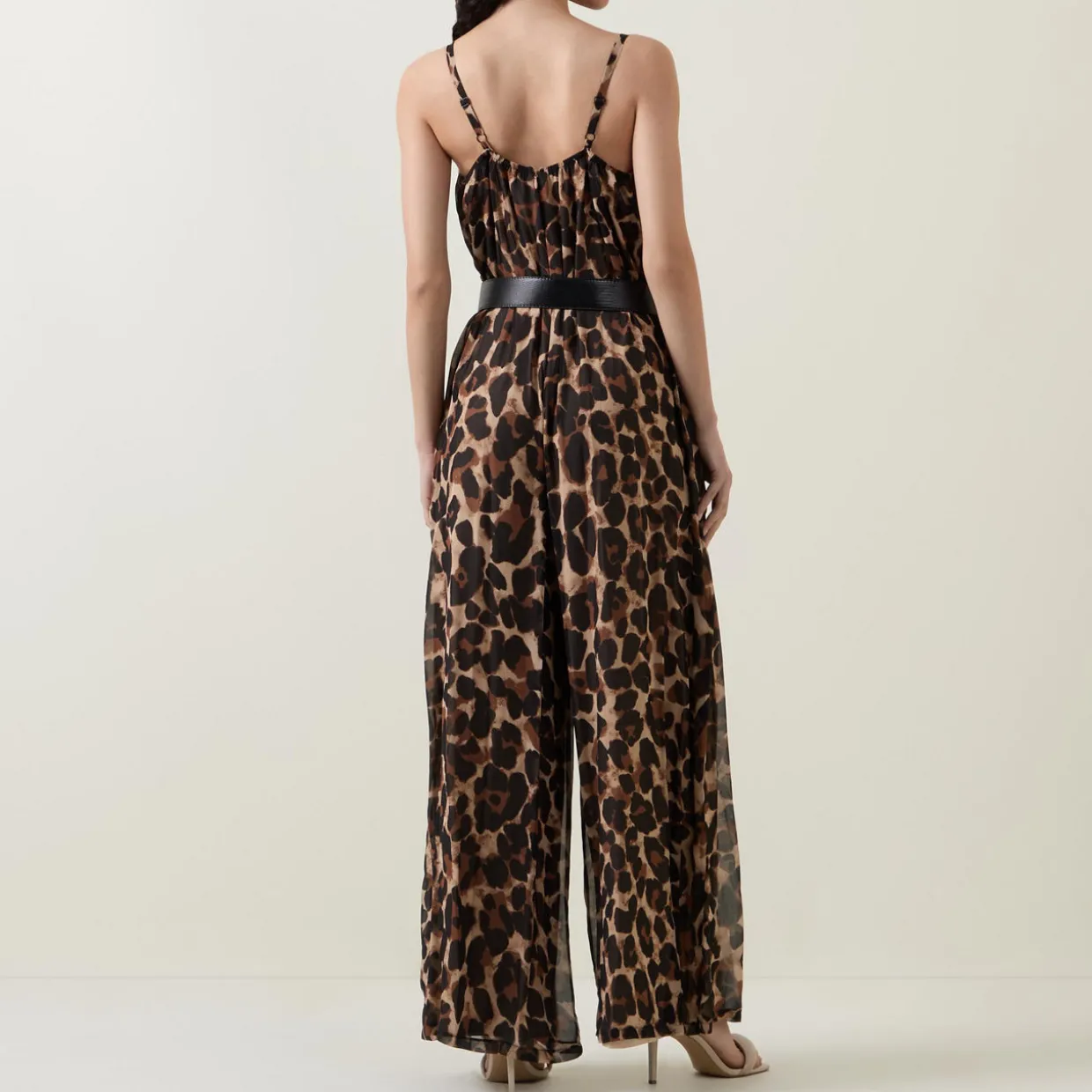 Leopard Print Belted Jumpsuit