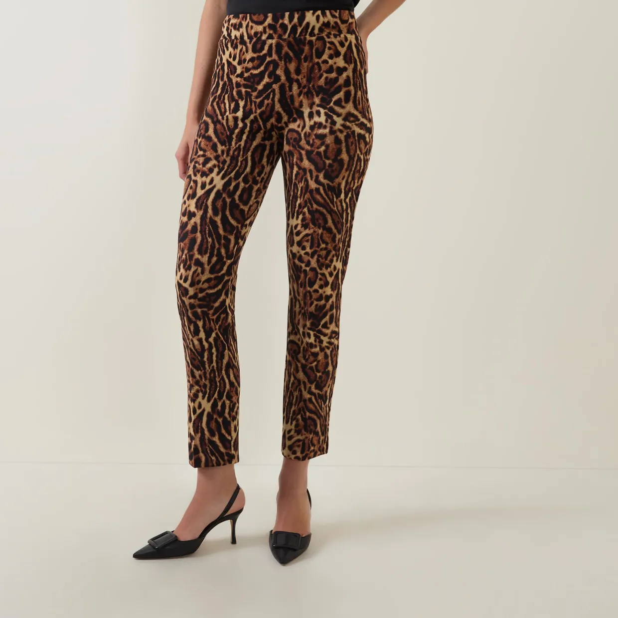 Leopard Print Slim Leg Trousers