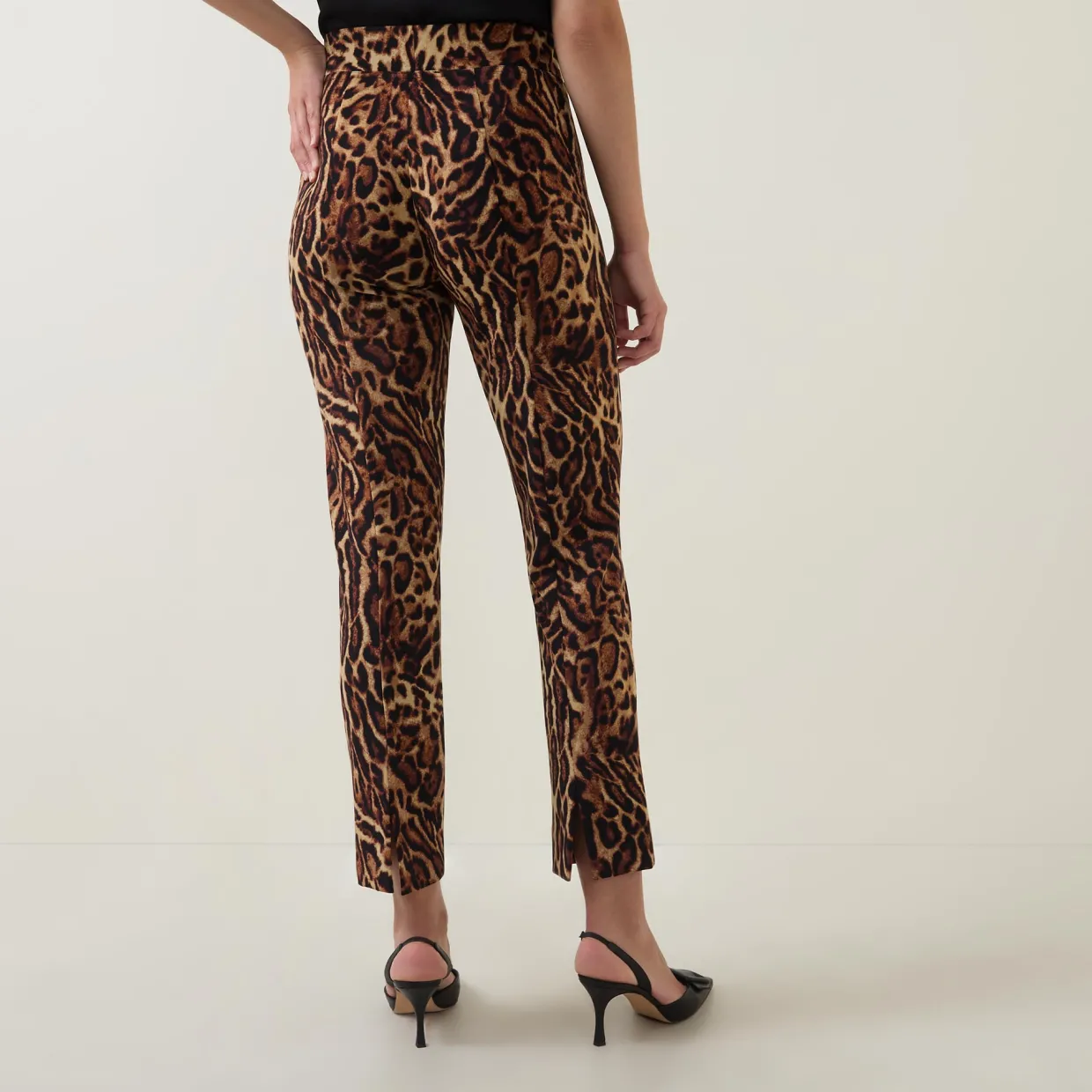 Leopard Print Slim Leg Trousers