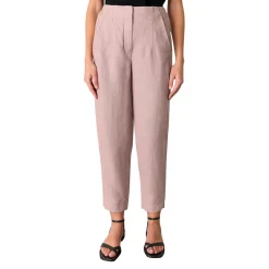 Linen Barrel Leg Trousers