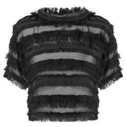 Lipona Semi-Sheer Fringe T-Shirt