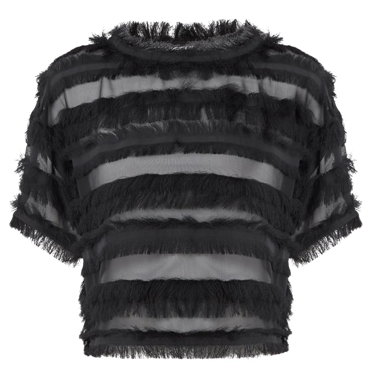 Lipona Semi-Sheer Fringe T-Shirt