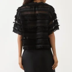 Lipona Semi-Sheer Fringe T-Shirt