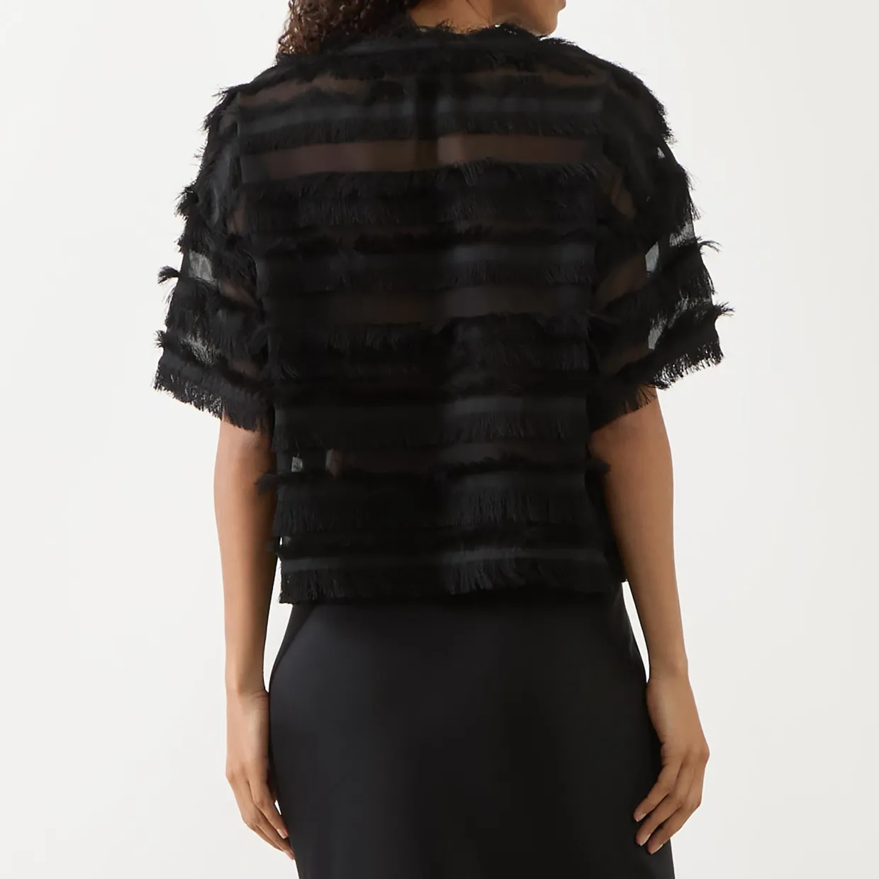 Lipona Semi-Sheer Fringe T-Shirt