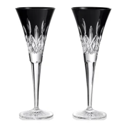 Lismore Black Toasting Flute Set of Two