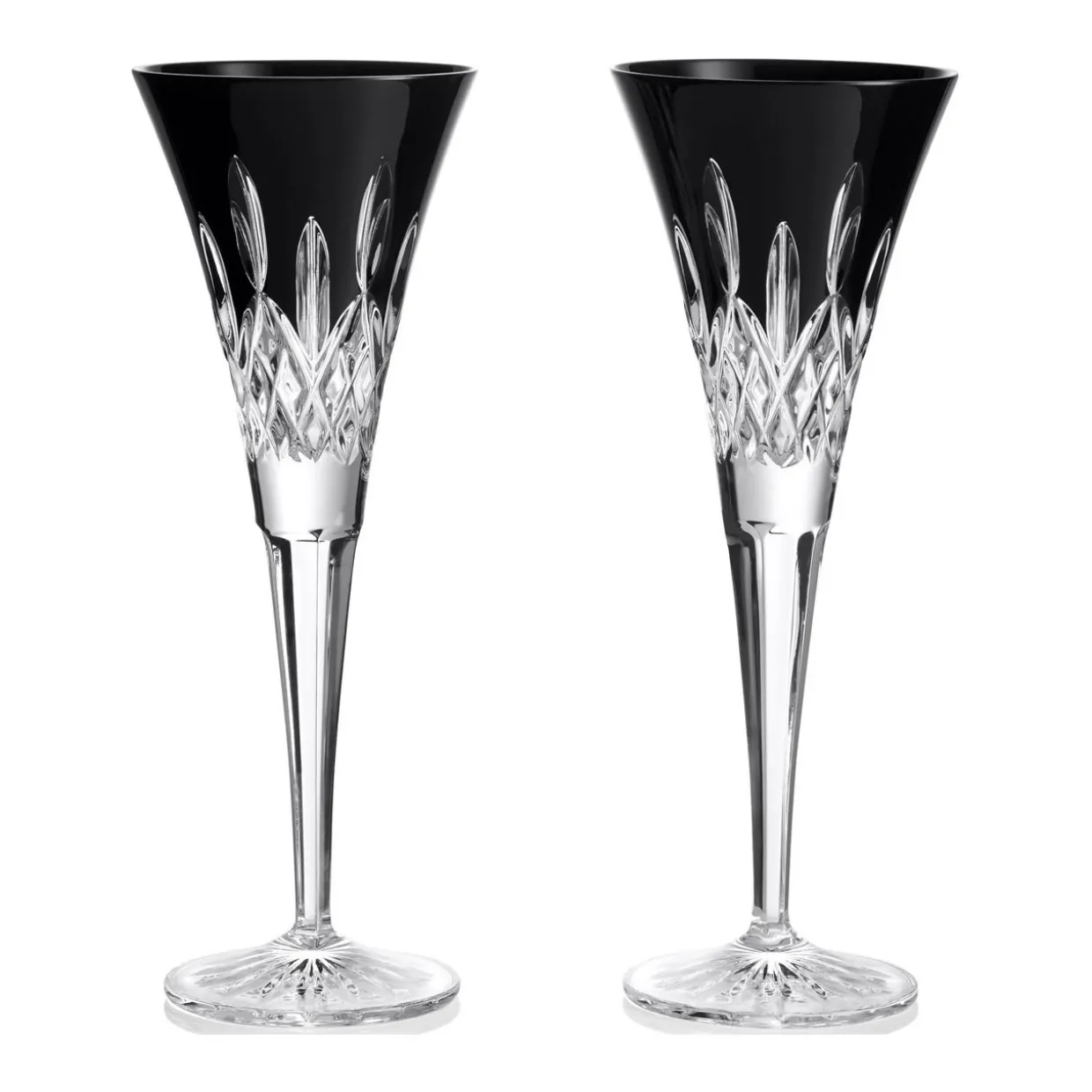 Lismore Black Toasting Flute Set of Two
