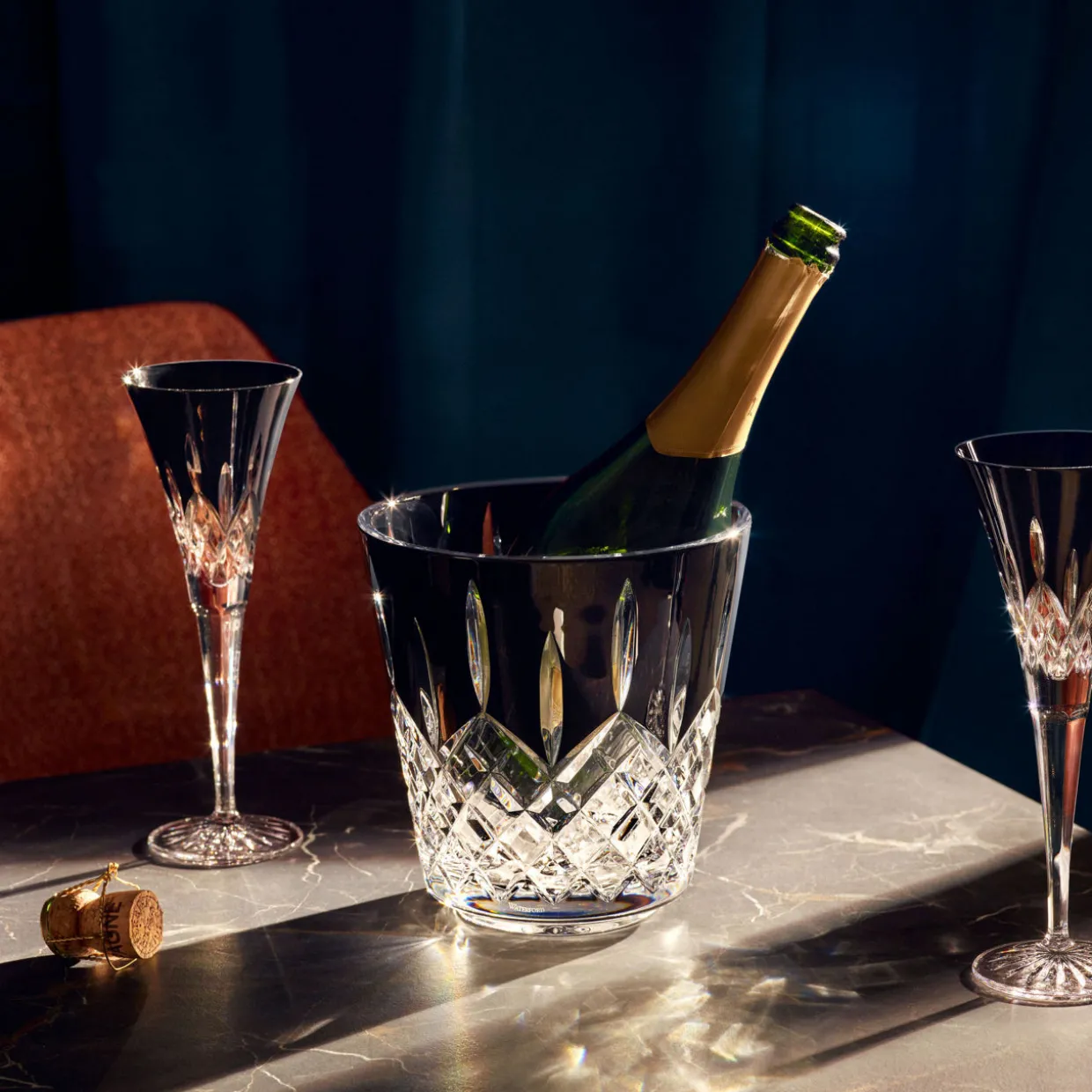 Lismore Black Toasting Flute Set of Two