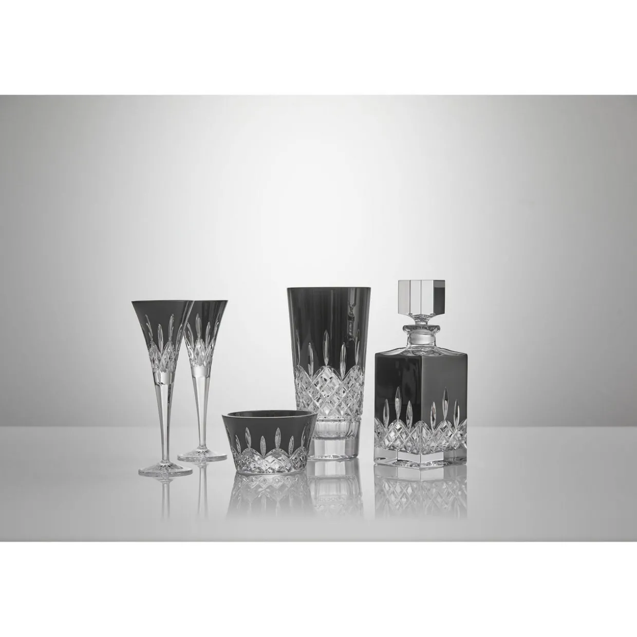 Lismore Black Toasting Flute Set of Two