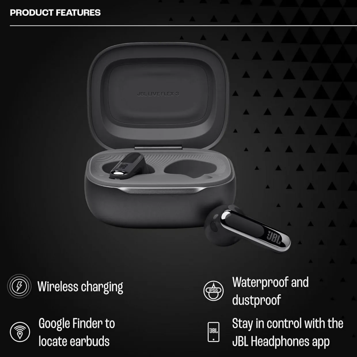 Live Flex 3 Noise Cancelling Earbuds with Charging Case Black