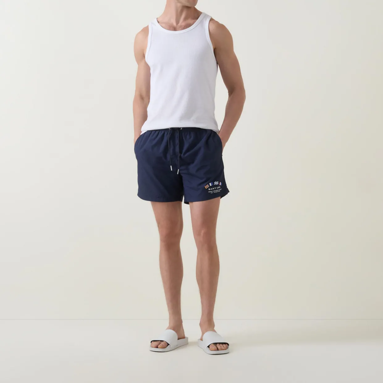 Logo Flag Drawstring Swim Shorts